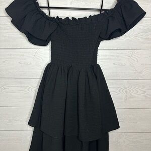 Express Black Ruffled Off-Shoulder Junior Dress